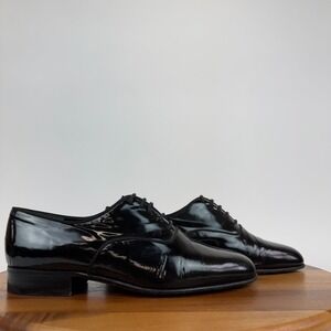 Mens Fratelli Rossetti Black Patent Leather Oxford Dress Tuxedo Shoes Size 7.5 D